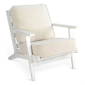Pemberly Row Mid-Century Solid Wood Sand Chair in White Finish