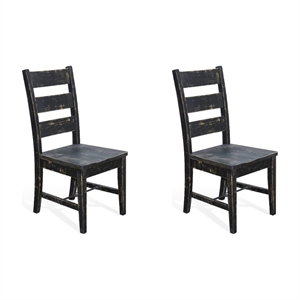 Pemberly Row Black Sand Ladderback Chair with Turnbuckle Stretchers (Set of 2)