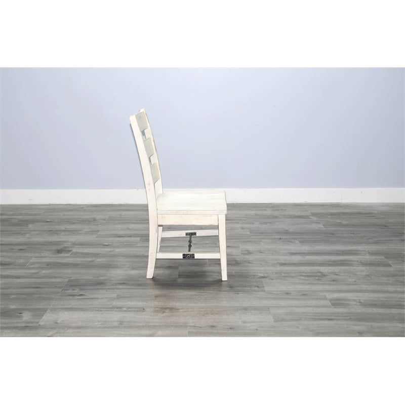 Pemberly Row White Sand Ladderback Chair with Turnbuckle Stretchers (Set of 2)