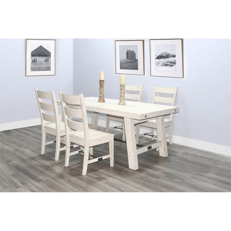 Pemberly Row White Sand Ladderback Chair with Turnbuckle Stretchers (Set of 2)