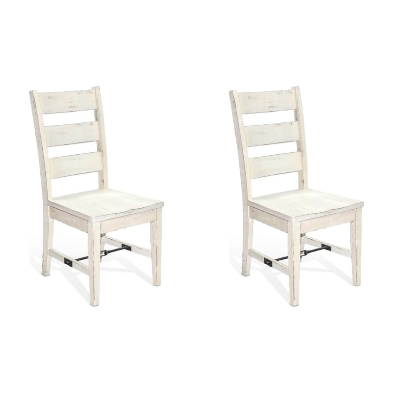 Pemberly Row White Sand Ladderback Chair with Turnbuckle Stretchers (Set of 2)