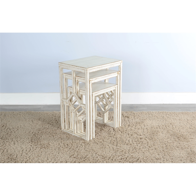 Pemberly Row Modern / Contemporary White Finish Sand Nesting Table