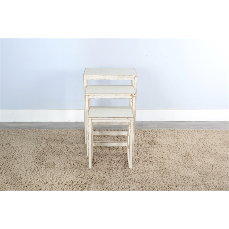 Pemberly Row Modern / Contemporary White Finish Sand Nesting Table