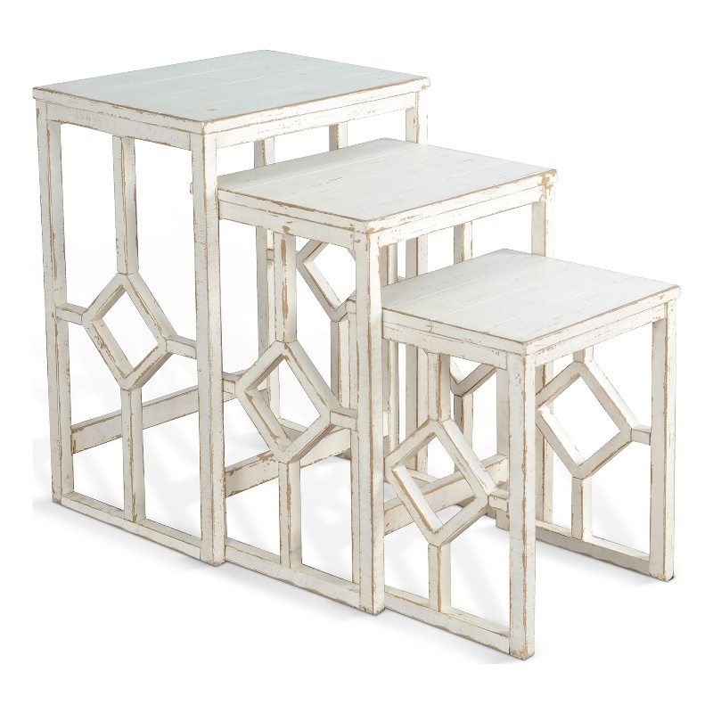 Pemberly Row Modern / Contemporary White Finish Sand Nesting Table