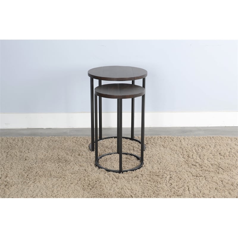 Pemberly Row Modern / Contemporary Round Nesting Side Table Set