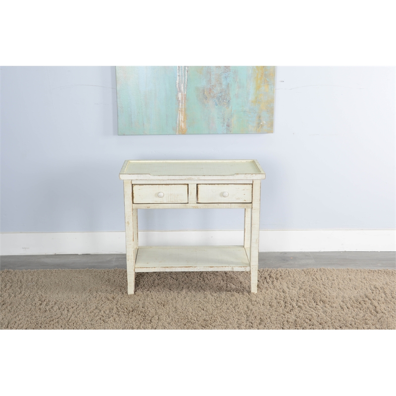 Pemberly Row Modern / Contemporary White Sand Wood Side Table