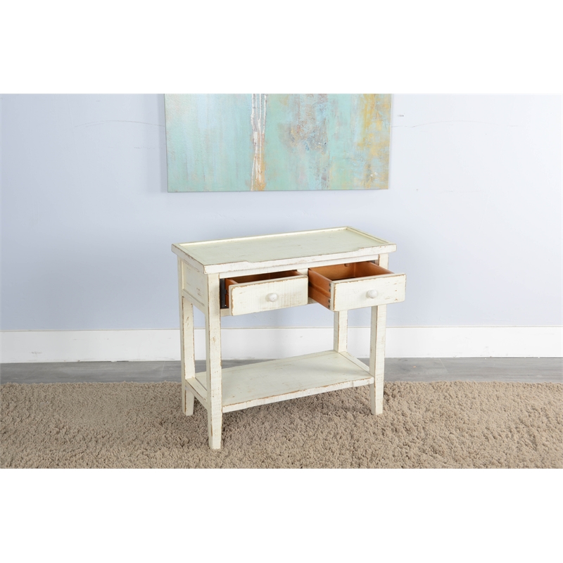 Pemberly Row Modern / Contemporary White Sand Wood Side Table