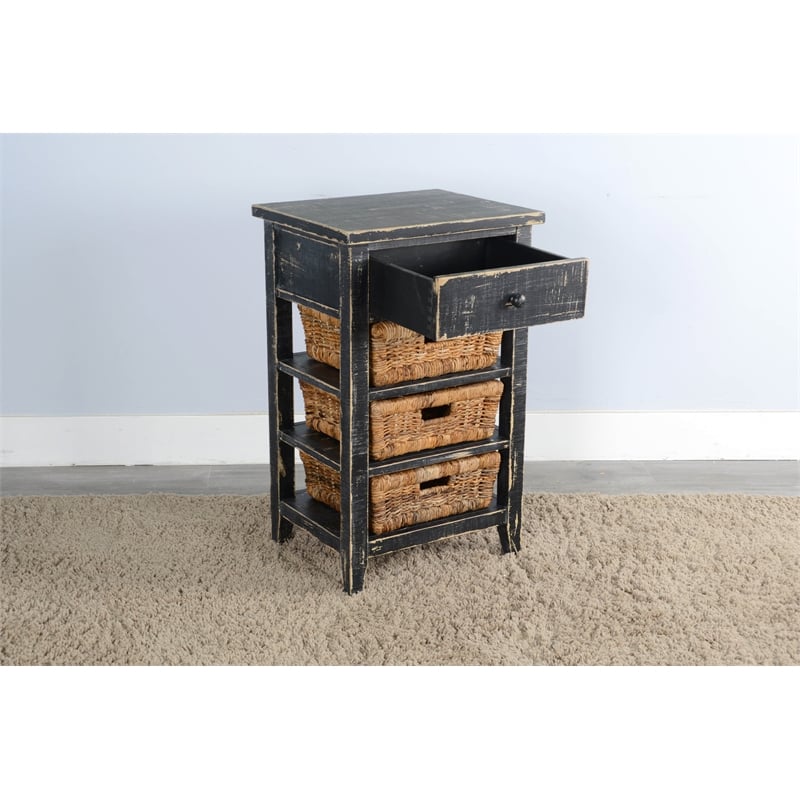 Pemberly Row Modern / Contemporary Black Sand Wood Storage Table