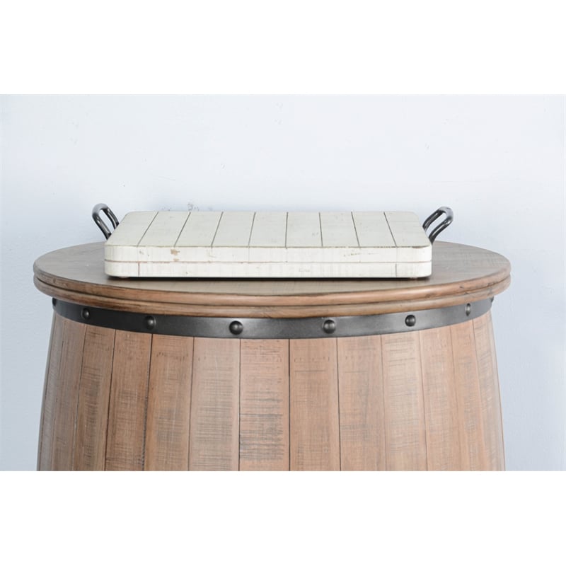 Pemberly Row Modern / Contemporary White Sand Wood Ottoman Tray