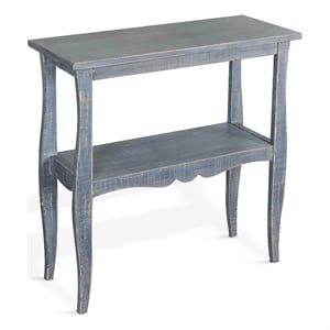 Pemberly Row Modern Ocean Blue Solid Wood and Veneers Side Table