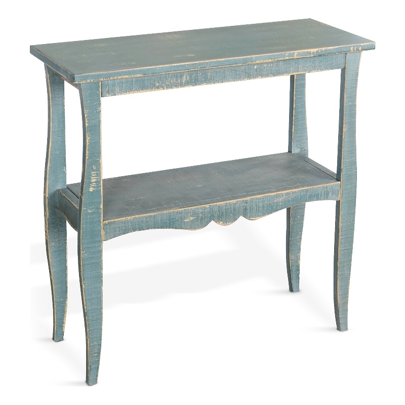 Pemberly Row Green Sea Grass Solid Wood and Veneers Side Table