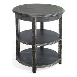Pemberly Row Contemporary Black Sand Wood and Veneers Side Table