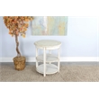 Pemberly Row Modern White Sand Solid Wood and Veneers Side Table