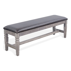 Pemberly Row Homestead Hill Cushioned Wood Dining Bench in Gray
