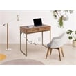 Pemberly Row Mid-Century Wood and Metal Writing Desk in Brown/Gold