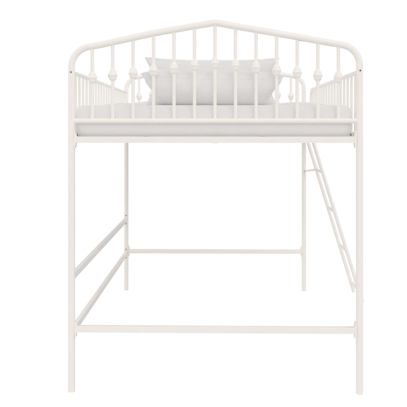 Pemberly Row Modern / Contemporary Metal Full Loft Bed in Off White