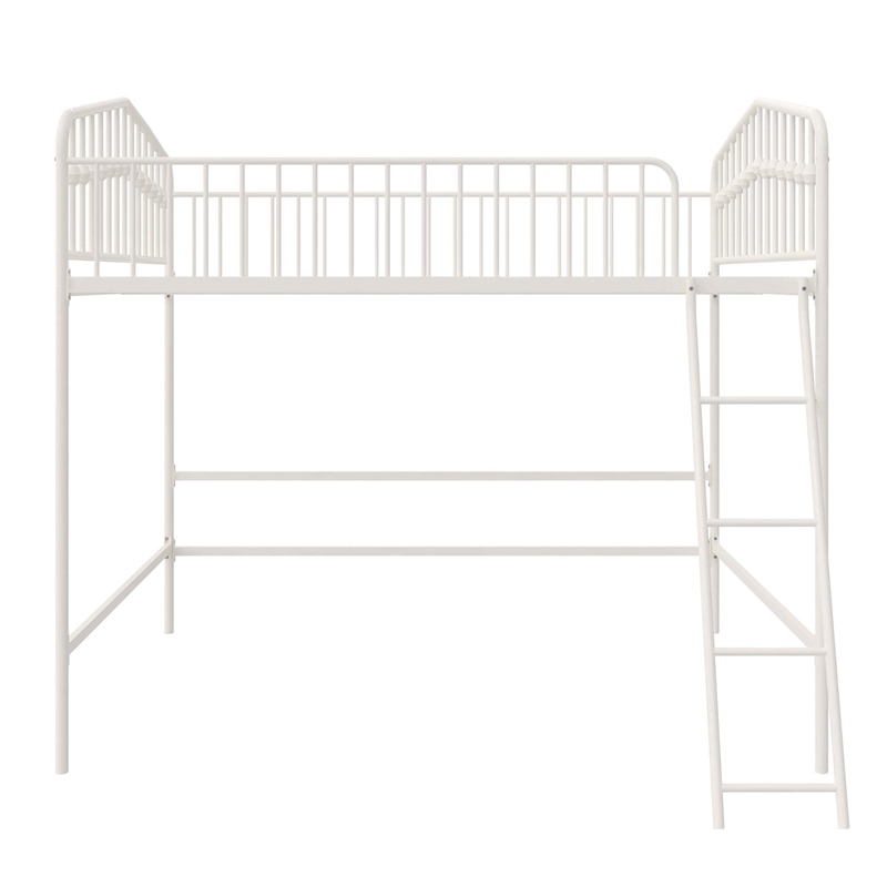 Pemberly Row Modern / Contemporary Metal Full Loft Bed in Off White