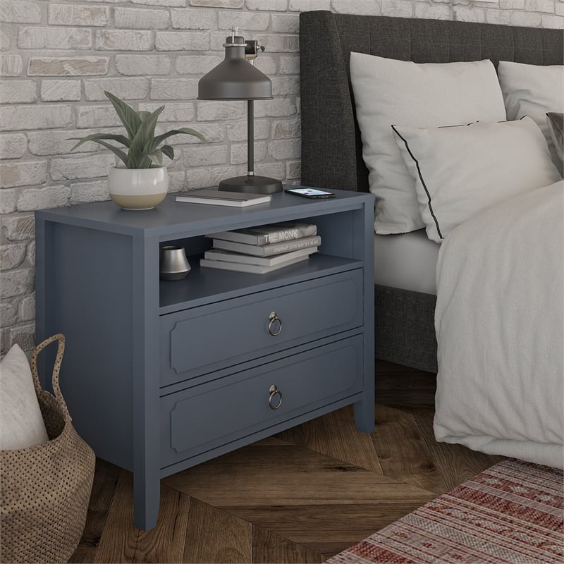 Pemberly Row Modern / Contemporary 2 Drawer Nightstand in Blue