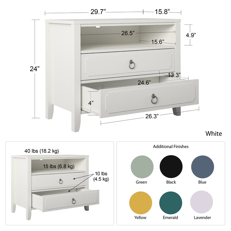 Pemberly Row Modern / Contemporary 2 Drawer Nightstand in Blue