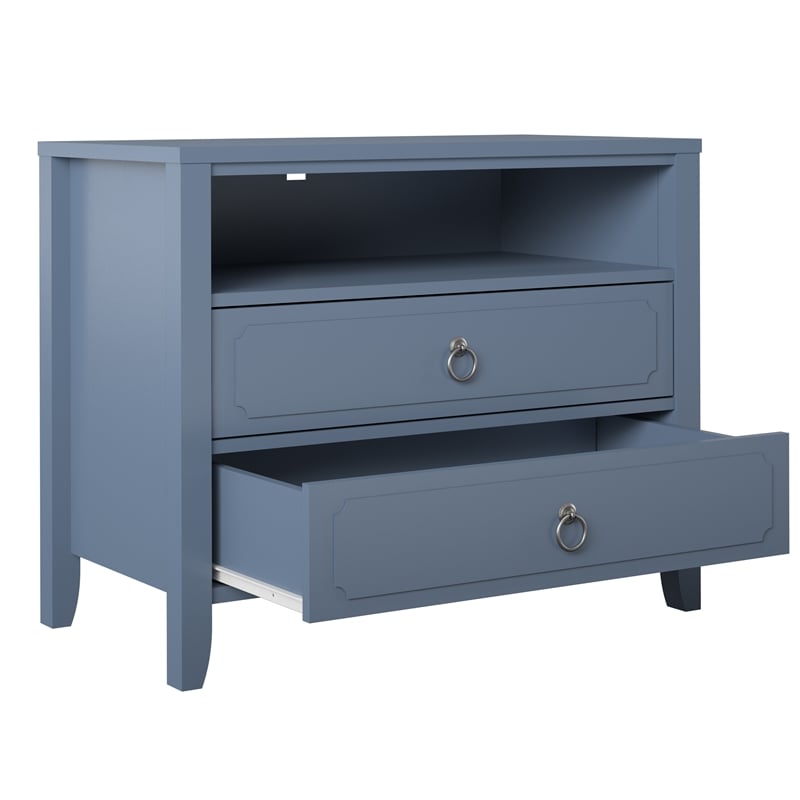 Pemberly Row Modern / Contemporary 2 Drawer Nightstand in Blue