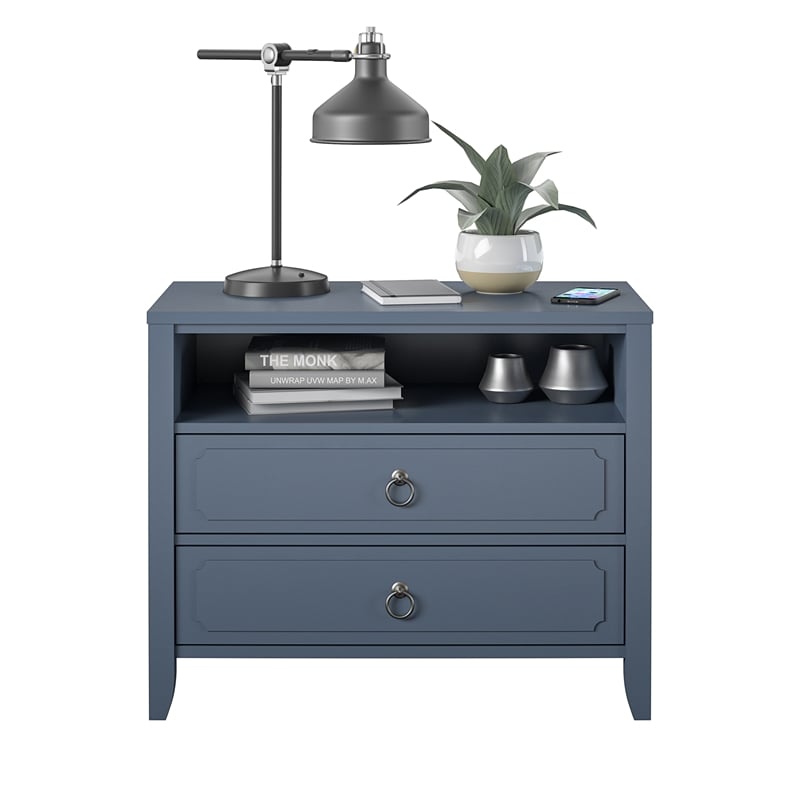 Pemberly Row Modern / Contemporary 2 Drawer Nightstand in Blue