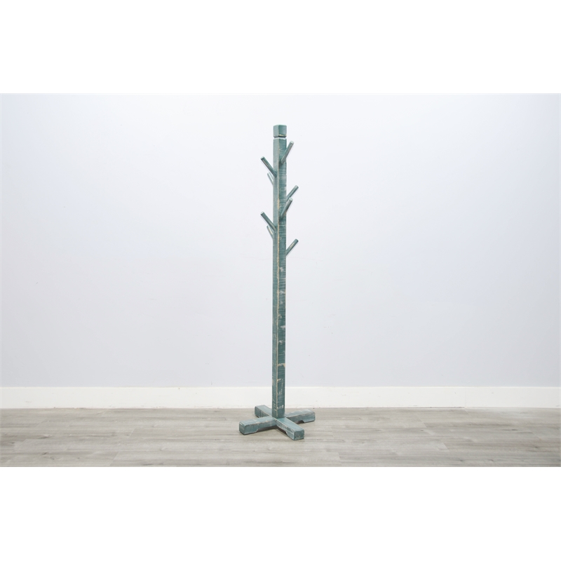 Pemberly Row Traditional Solid Wood Hat Rack with 8-Prong Hooks in Green