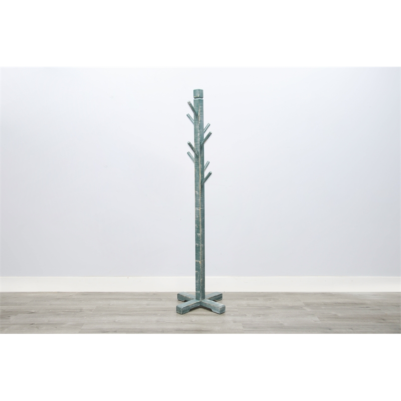 Pemberly Row Traditional Solid Wood Hat Rack with 8-Prong Hooks in Green