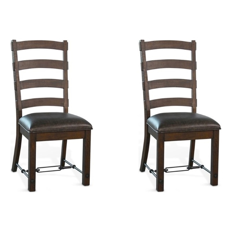 Pemberly Row Modern/Contemporary Ladderback Dining Chair in Dark Wood (Set of 2)