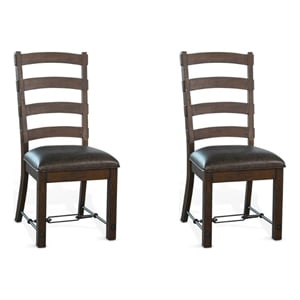 Pemberly Row Modern/Contemporary Ladderback Dining Chair in Dark Wood (Set of 2)