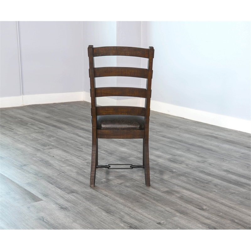 Pemberly Row Modern/Contemporary Ladderback Dining Chair in Dark Wood (Set of 2)