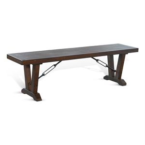 Pemberly Row Tobacco Leaf Wood Dining Bench with Turnbuckles