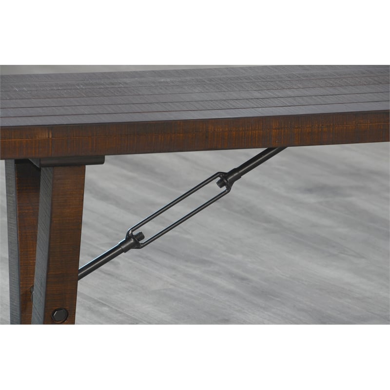 Pemberly Row Tobacco Leaf Wood Dining Bench with Turnbuckles