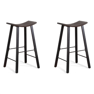 Pemberly Row 30&quot Solid Wood Bar Stool in Tobacco Leaf Dark Wood (Set of 2)