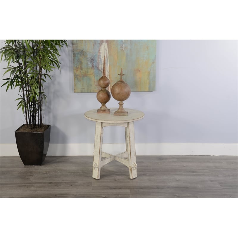 Pemberly Row Modern / Contemporary White Finish Sand End Table