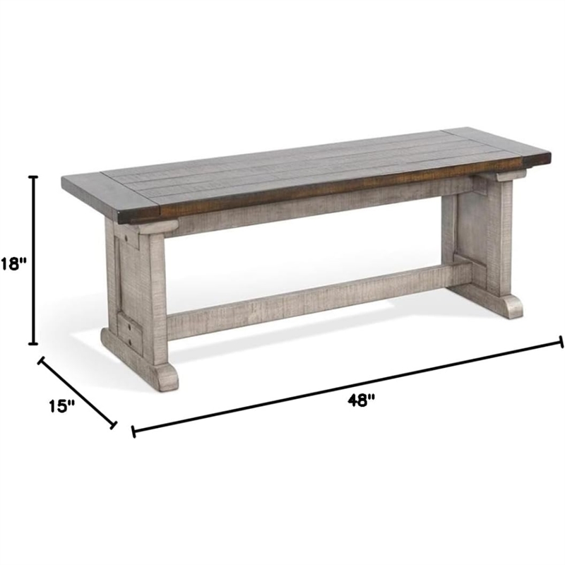 Pemberly Row Modern / Contemporary Wood Dining Bench in Gray