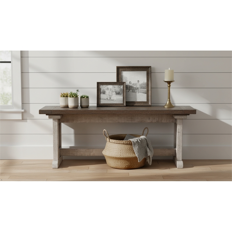 Pemberly Row Modern / Contemporary Wood Dining Bench in Gray