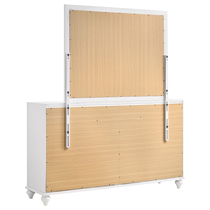 Pemberly Row Modern 7-drawer Wood Dresser with Mirror White Finish