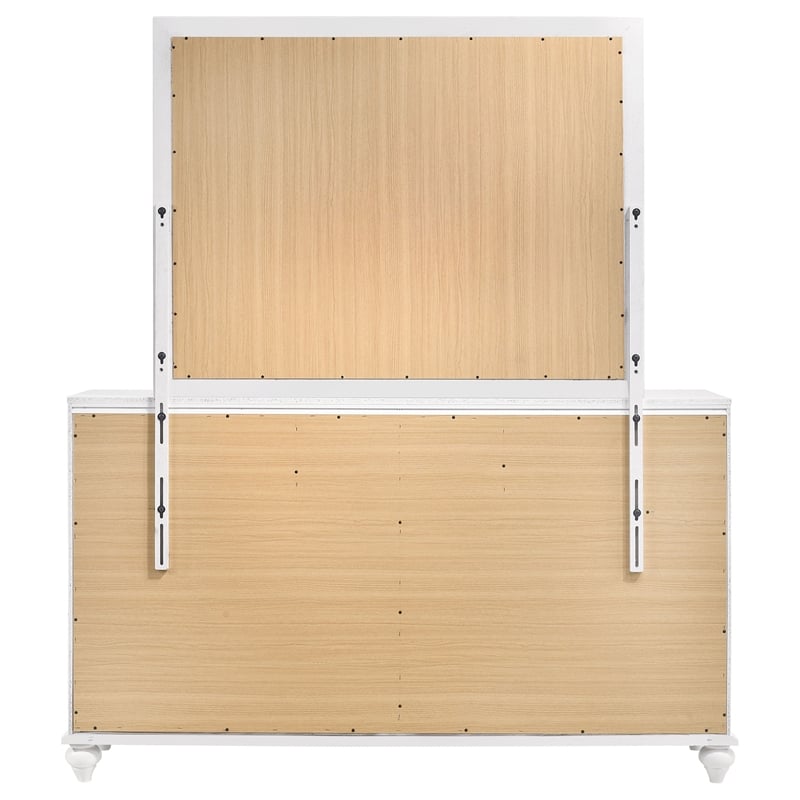 Pemberly Row Modern 7-drawer Wood Dresser with Mirror White Finish