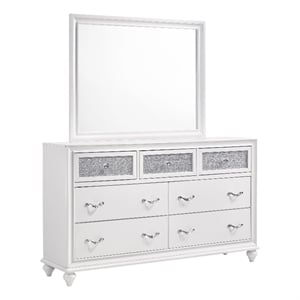 Pemberly Row Modern 7-drawer Wood Dresser with Mirror White Finish