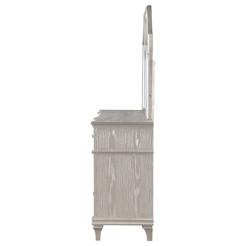 Pemberly Row Modern 9-drawer Wood Dresser with Mirror Silver Oak
