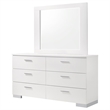 Pemberly Row Modern 6-drawer Wood Dresser with Mirror Glossy White