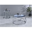 Pemberly Row Contemporary Metal/Marble Coffee Table in Blue Print and Chrome