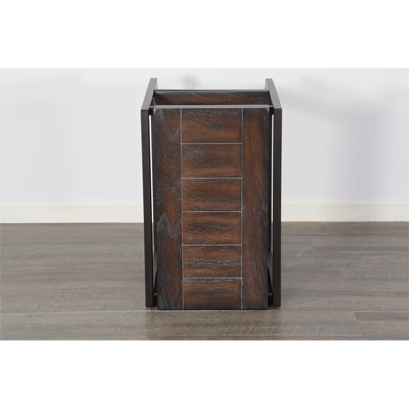 Pemberly Row French Metal Sled Base Chair Side Table in Brown