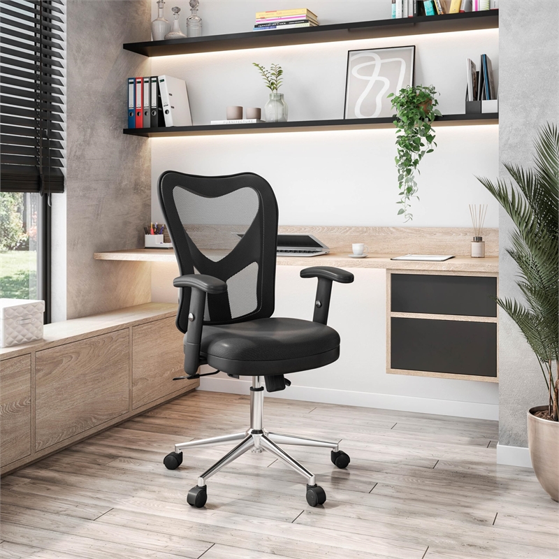 Pemberly Row Modern / Contemporary Mesh Office Chair in Black
