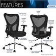 Pemberly Row Modern / Contemporary Mesh Office Chair in Black