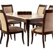 Pemberly Row Modern / Contemporary Marble Top Dining Table in Cherry