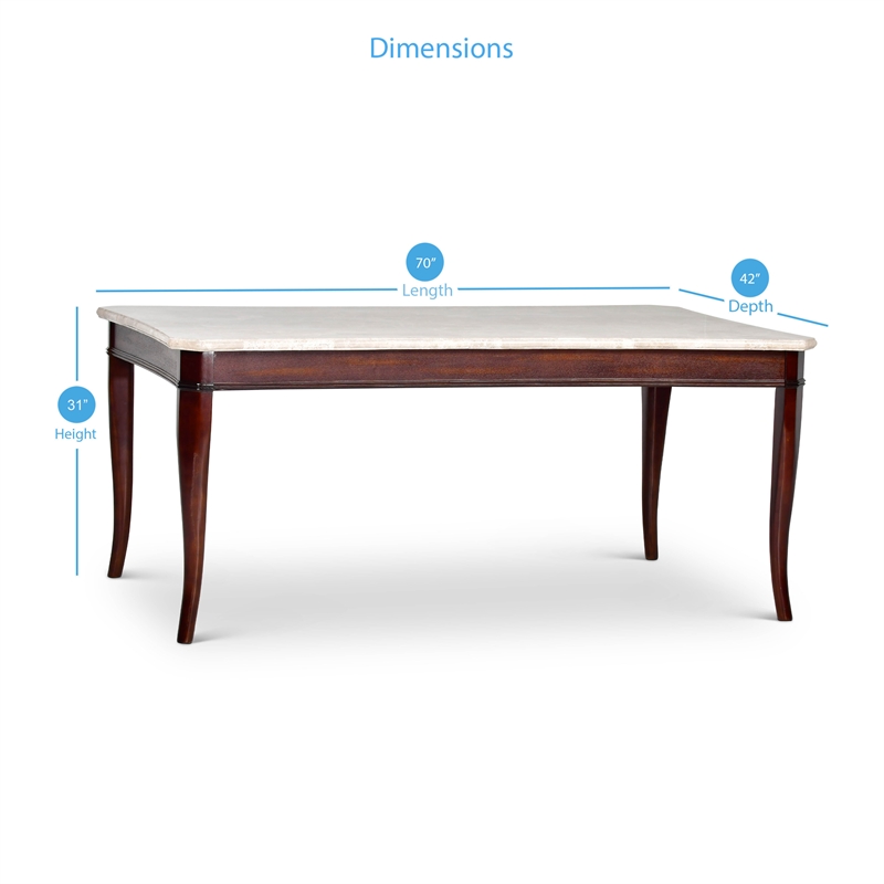 Pemberly Row Modern / Contemporary Marble Top Dining Table in Cherry