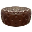 Pemberly Row Contemporary Leather Upholstered Ottoman in Brown