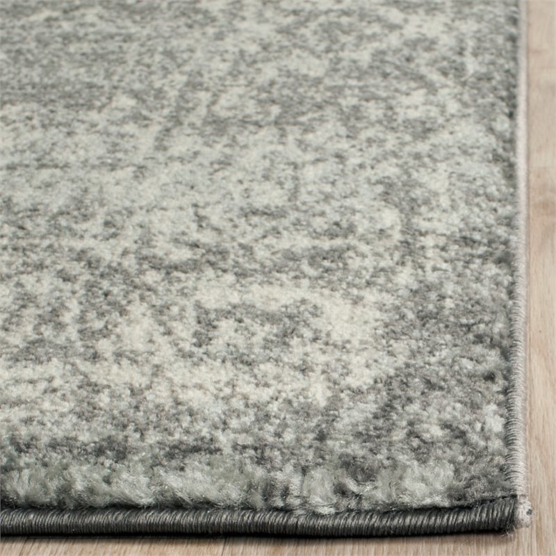 Pemberly Row Modern 10' X 14' Power Loomed Rug in Gray and Ivory