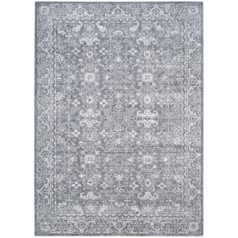 Pemberly Row Modern 10' X 14' Power Loomed Rug in Gray and Ivory